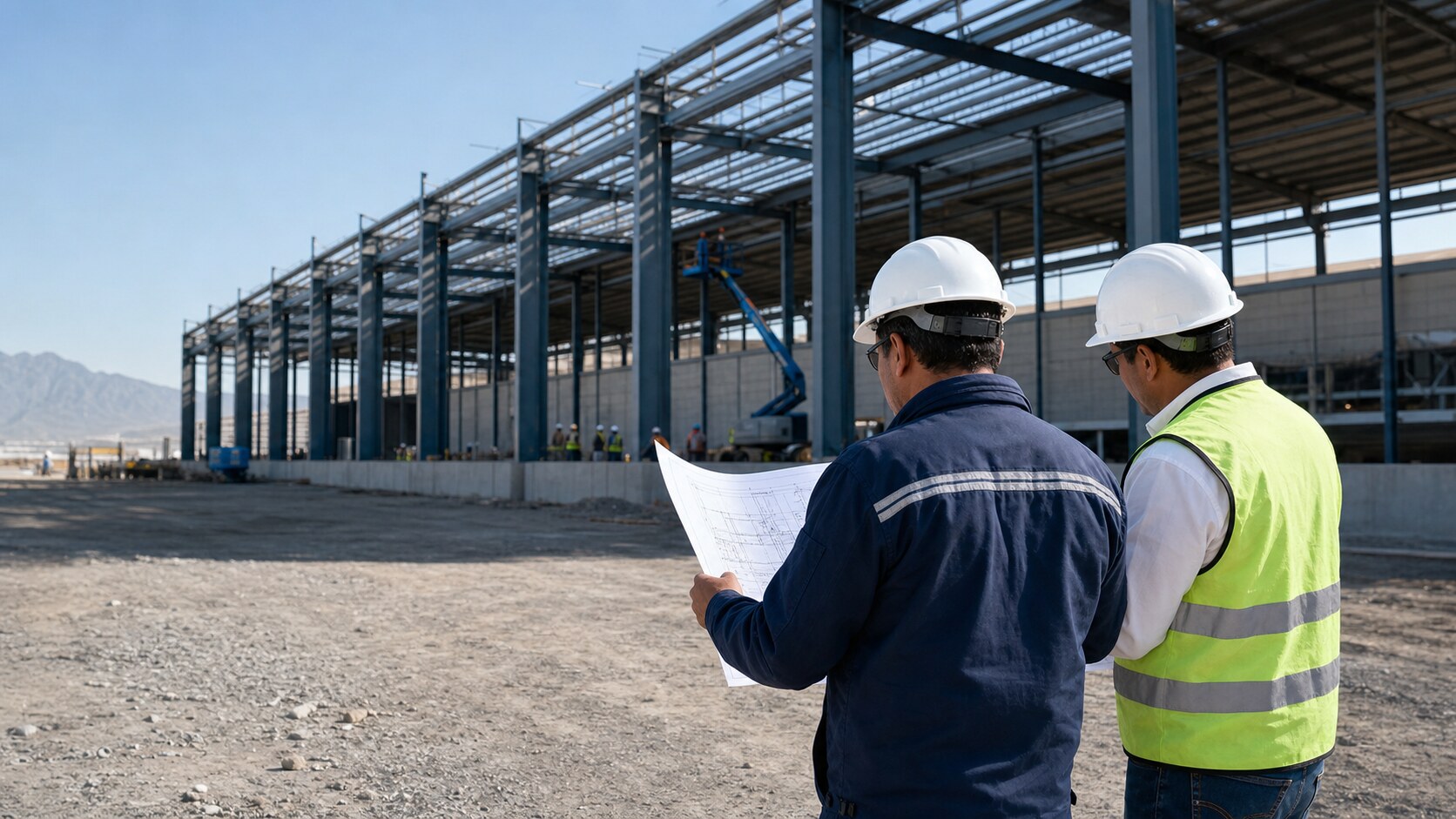Supervisión de una nave industrial en construcción